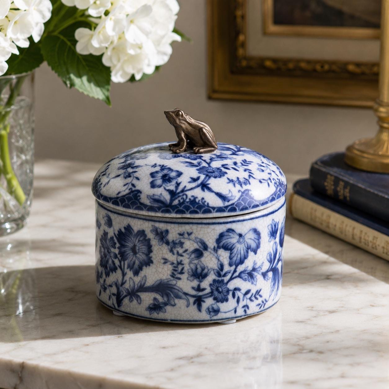 Frog Lid Porcelain Box | Handcrafted Porcelain Decor