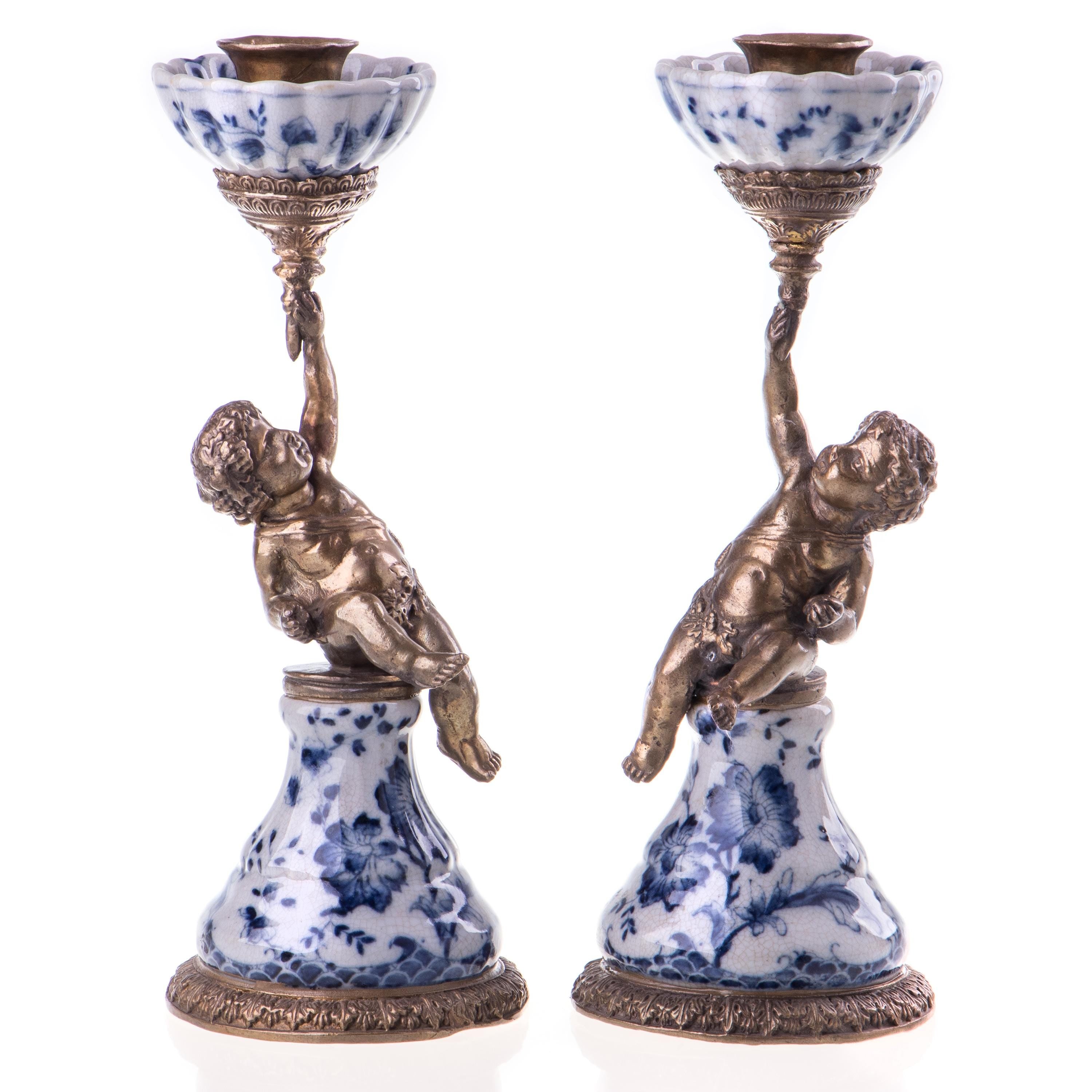 Cherub Candleholder Pair | Handcrafted Bronze Decor