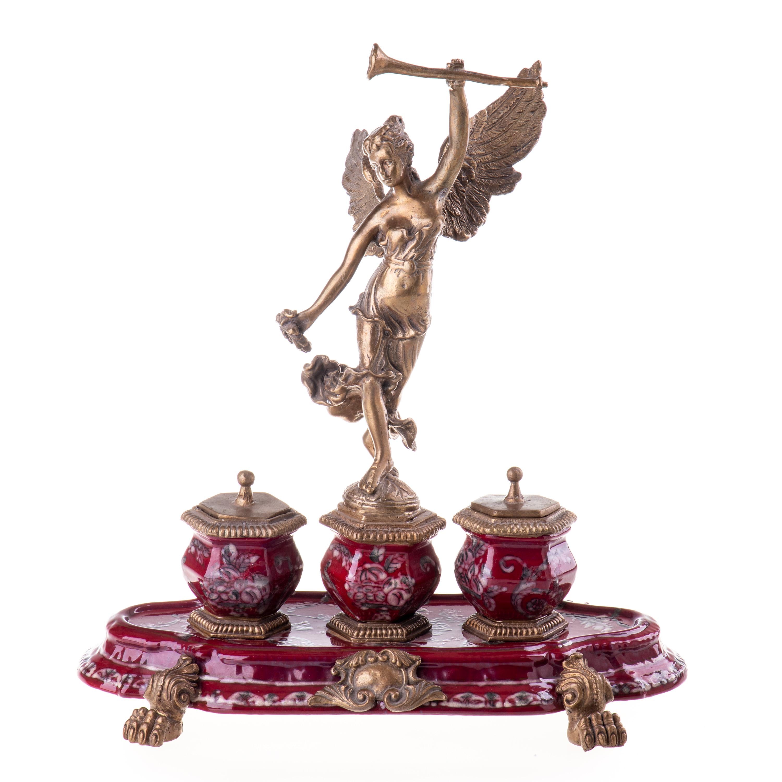 Winged Herald Desk Set | Handcrafted Bronze Decor