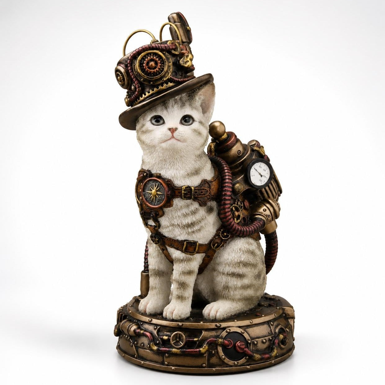 Steampunk Cat Statue, Mechanical Kitten Figurine, Victorian Fantasy Decor, Clockwork Cat Sculpture, Geek Gift, Steampunk Collectible