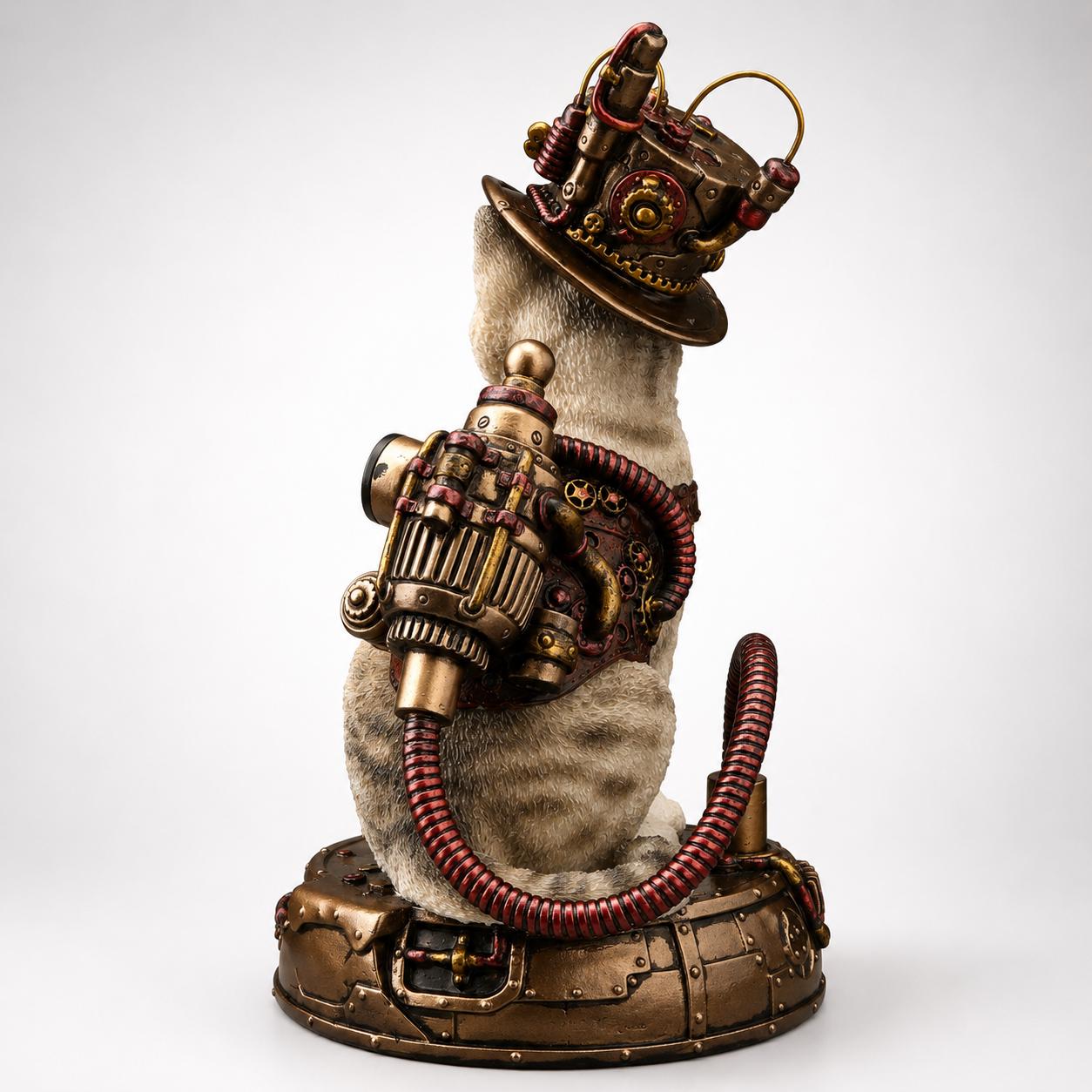 Steampunk Cat Statue, Mechanical Kitten Figurine, Victorian Fantasy Decor, Clockwork Cat Sculpture, Geek Gift, Steampunk Collectible