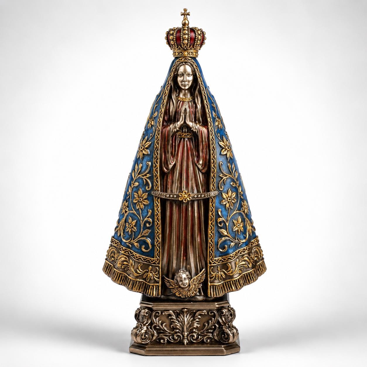 Our Lady of Aparecida Statue, Virgin Mary Figurine, Catholic Religious Decor, Brazilian Patron Saint, Christian Home Altar Gift