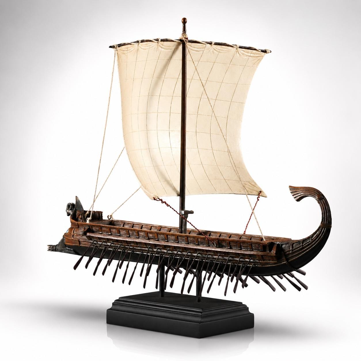 Ancient Greek Trireme Model Ship with Octopus Sail – Nautical Decor