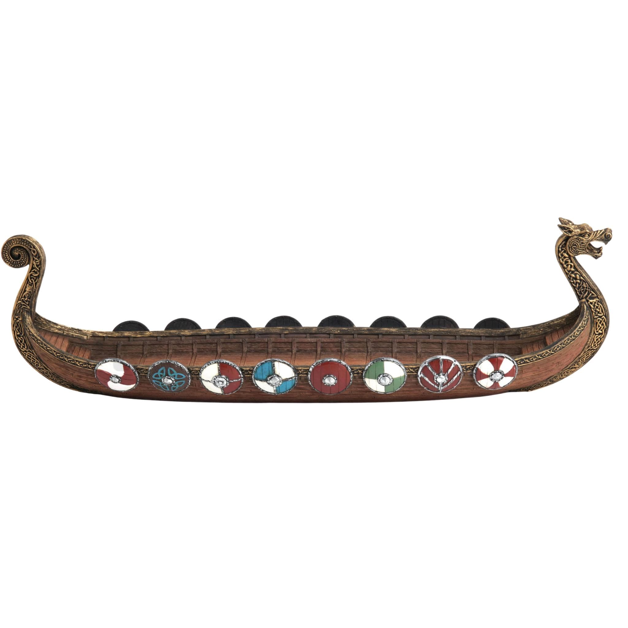 Viking Longship & Warband of Six, Norse Dwarf Warriors, Drakkar Ship Display, Viking Tabletop Decor, Scandinavian Gift