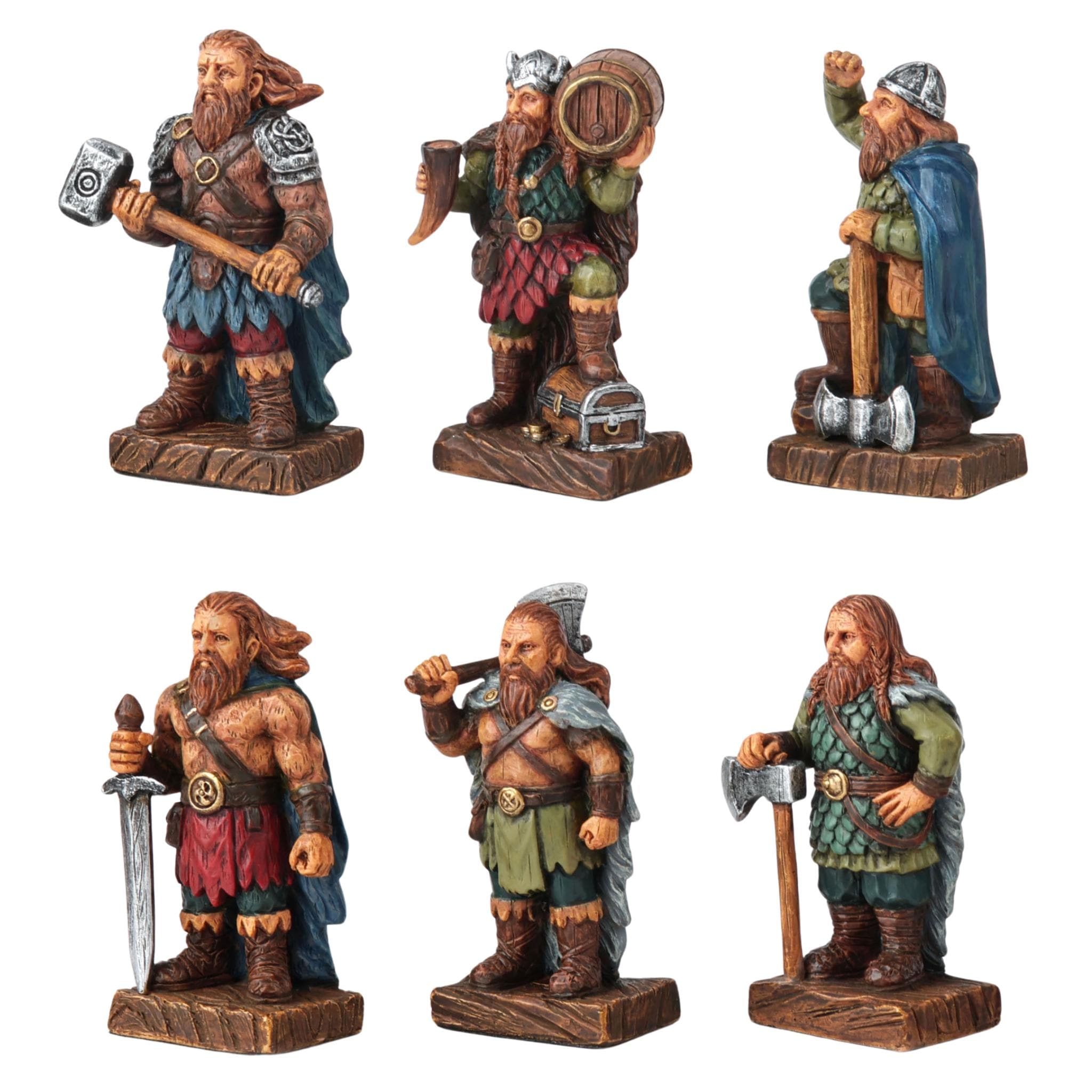 Viking Longship & Warband of Six, Norse Dwarf Warriors, Drakkar Ship Display, Viking Tabletop Decor, Scandinavian Gift