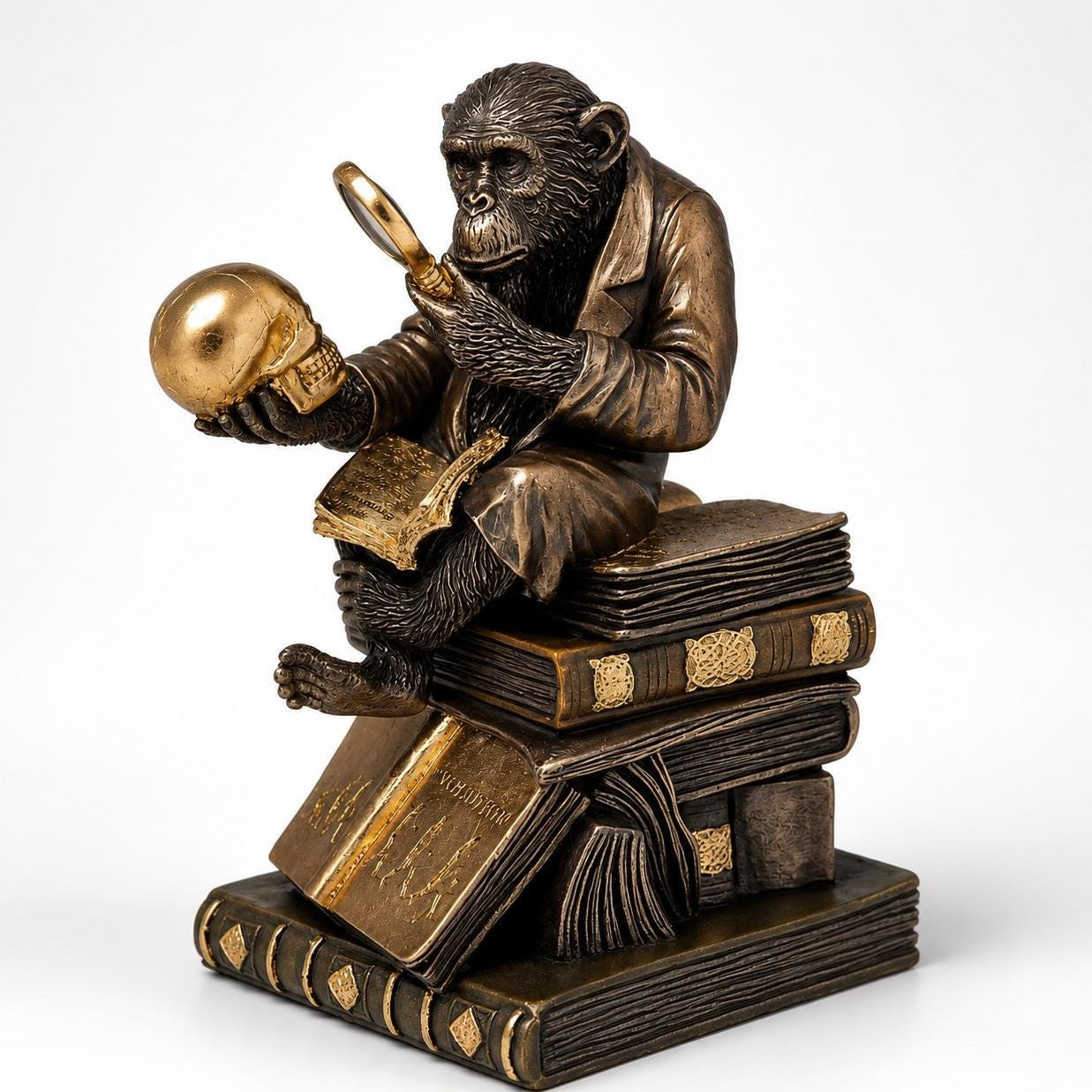 Monkey with Skull.Darwinism of Evolutionary Theory Statue.