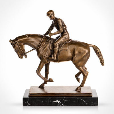 Bronze Horse Racing Jockey Statue | Handcrafted Bronze Decor