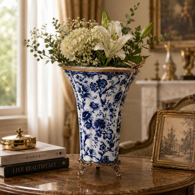 Blue Floral Porcelain Vase | Handcrafted Porcelain Decor