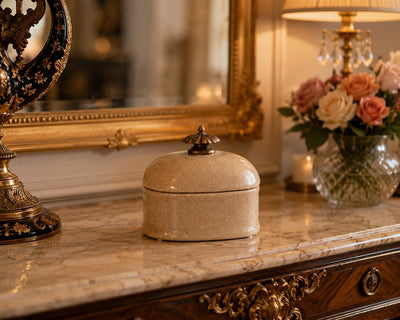 Vintage Porcelain Jewelry Box with Bronze Lid | Handcrafted Bronze