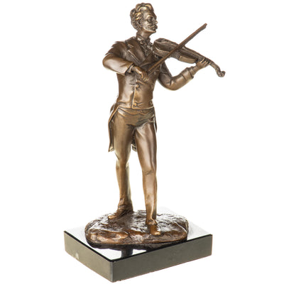 Bronze Violin Player Statue | Handcrafted Bronze Decor | Unique Home