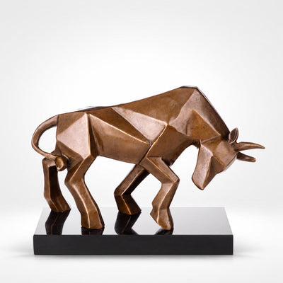 Geometric Bronze Bull Sculpture | Handcrafted Bronze Decor