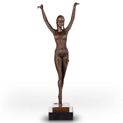 Art Deco Raised Arm Dancer | Handcrafted Bronze Decor