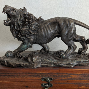 Customer photo of Large Lion Roaring Statue Figurine.Lion Statue.Lion Bronzed Statue